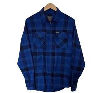 Dixxon Flannel Co Dawson Shirt Mens Small Blue Black Plaid Long Sleeve Casual